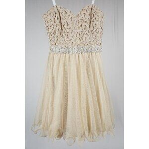 NWOT! Macy's City Studio Gold Champagne Strapless Mini Dress Size 1